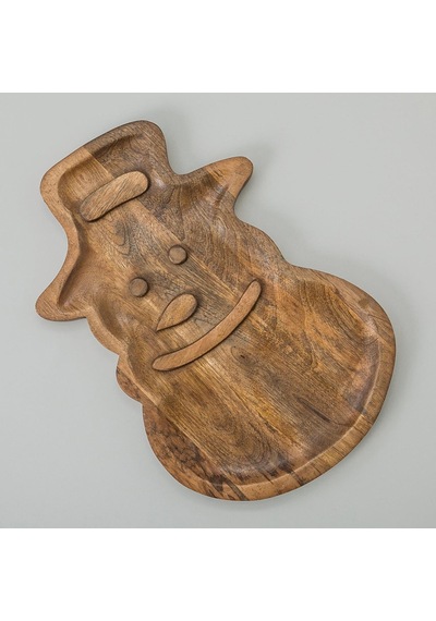 Snowman Yılbaşı Sunum Tabağı 45x30 Cm Natural