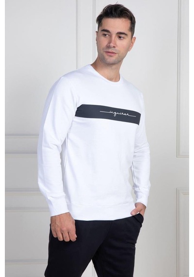 Mecit Pijama Mecit 2976 Beyaz İki İp Örme Spor Model Erkek Pijama Takımı Beyaz