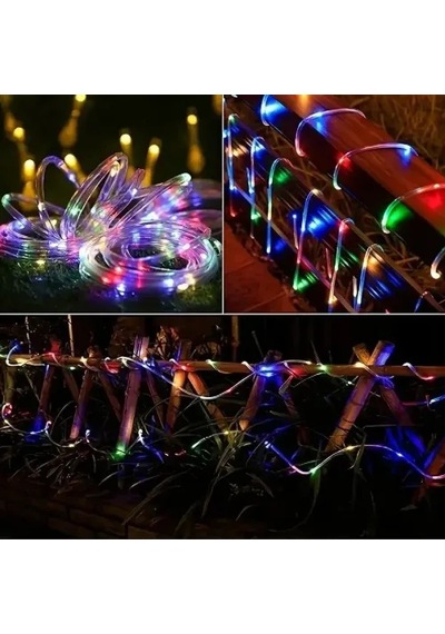 10 Metre 100 Led Solar Rgb Işık Şeffaf Kablolu