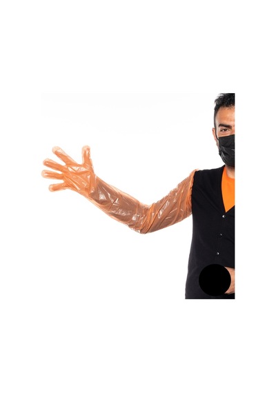 Rektal Eldiven 80 Cm Lastikli Tohumlama Eldiveni W-Orange 100Lü