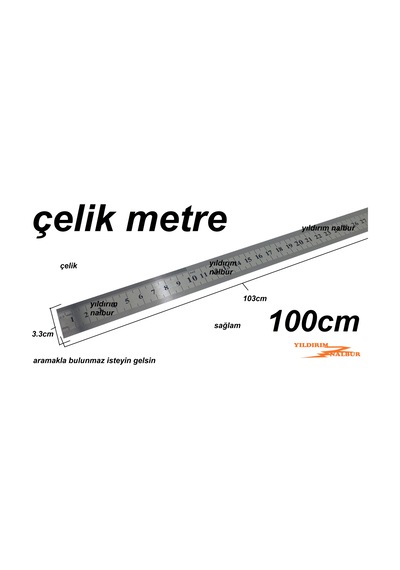 Çelik Metre 100cm Duble Uzun Boy Çelik Cetvel 1 Metre Şerit Çelik