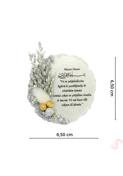 Kutulu Ve Süslü 6,50 Cm Epoksi Taşlı Magnet, Gümüş - 1 Adet Gümüş