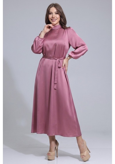 Dorne Moda Kemerli Dik Yaka Uzun Kollu Midi Boy Saten Elbise - Düğün - Mezuniyet - Ofis Şıklığı Pembe Pembe Dorne Moda Kemerli Dik Yaka Uzun Kollu Midi Boy Saten Elbise - Düğün - Mezuniyet - Ofis Şıklığı Pembe Pembe