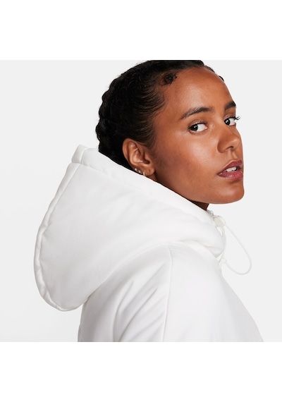 Nike Therma Fit Loose Fit Classic Buffer Bol Kesim Kapüşonlu Kadın Şişme Mont Beyaz Beyaz