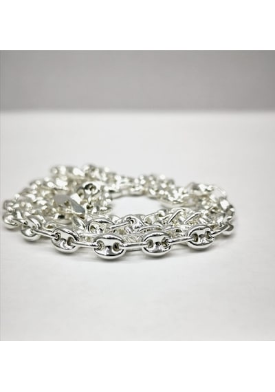 Omar Silver Unisex Gemici Arpa 6Mm Gümüş Kolye Zincir