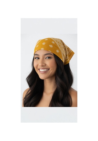 Mollycrush Unisex Sarı Şal Desenli Bandana Günlük Saç Aksesuarı, Boyunluk Ve Outdoor Fular Sarı