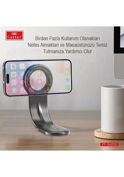 Earldom Eh232 Ayarlanabilir Yapışkanlı Manyetik Araç Tutucu - Siy
