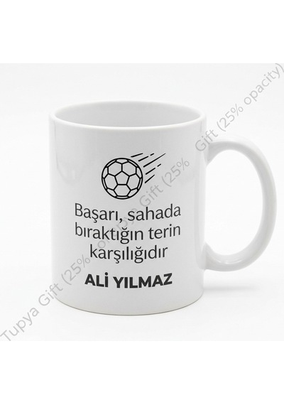 Futbolcuya Hediye Kişiye Özel Baskılı Kupa Bardak Futbol Temalı Beyaz / Çok Renkli
