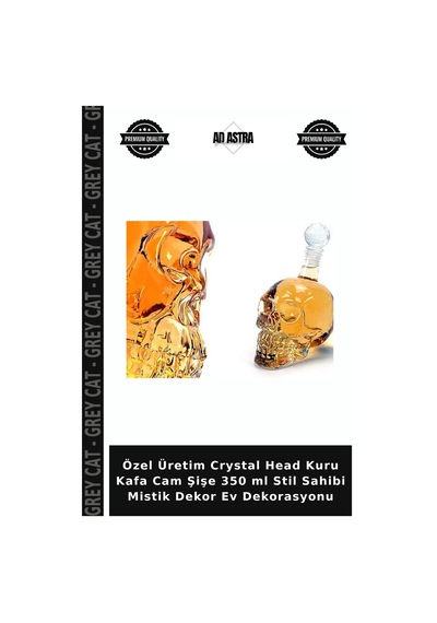 Özel Üretim Crystal Head Kuru Kafa Cam Şişe 350 Ml Stil Sahibi Mistik Dekor Ev Dekorasyonu