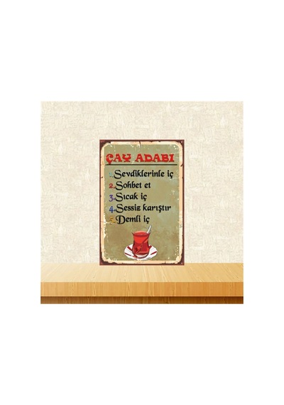 Çay Adabı 20-30 Cm Retro Ahşap Poster Tkfx4428 Çok Renkli - 743297741 Çok Renkli