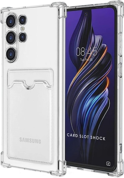 Samsung Galaxy S23 Ultra Uyumlu Kartlık Bölmeli Şeffaf Silikon Kılıf - Ekstra Güçlü Kenar