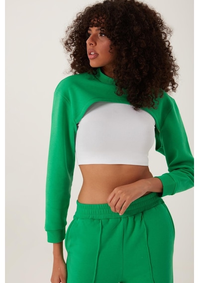 Quhox Kadın Oversize Crop Yeşil