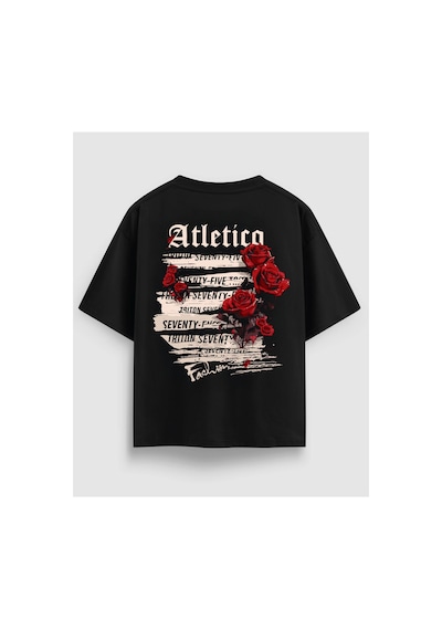 Yolo Street Oversize Siyah Tişört Erkek Atletico Gül Baskılı, 250 Gsm Premium %100 Pamuk, Sırt Baskılı Tişört Siyah Yolo Street Oversize Siyah Tişört Erkek Atletico Gül Baskılı, 250 Gsm Premium %100 Pamuk, Sırt Baskılı Tişört Siyah