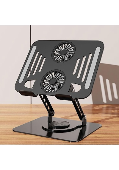 Lexroo Laptop Soğutucu Stand Çift Fanlı 360 Derece Döner Ayarlanabilir Notebook Yükseltici Metal
