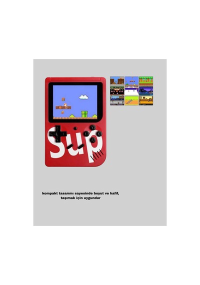 Sup Retro El Konsolu 500 Oyun, Tv Bağlantılı, 3 İnç Ekranlı Şarjlı Mini Atari Çok Renkli