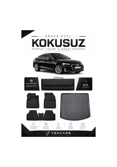 Audi A5 2019 Model Aracınıza Özel 4d Karbonlu Kauçuk Paspas Takımı Ve Bagaj Havuzu