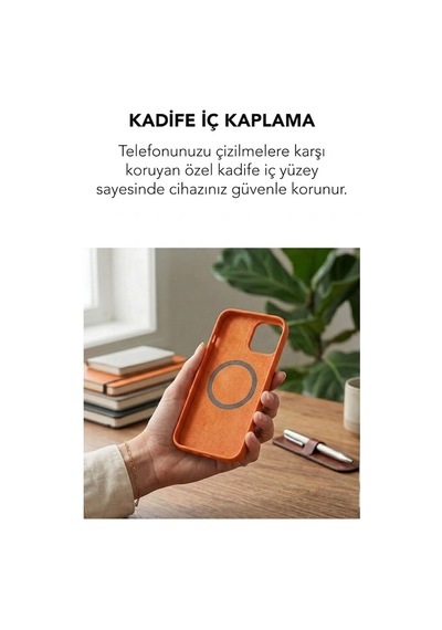 Apple İphone 13 Uyumlu Magsafe Lansman Silikon Kılıf Turuncu