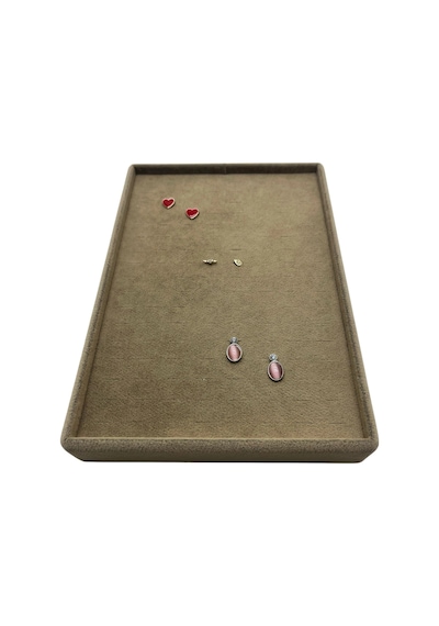 Süet Kumaş Sütlü Kahve Renk 24/17 Cm Batırmalı Piercing - Küpe Tablası