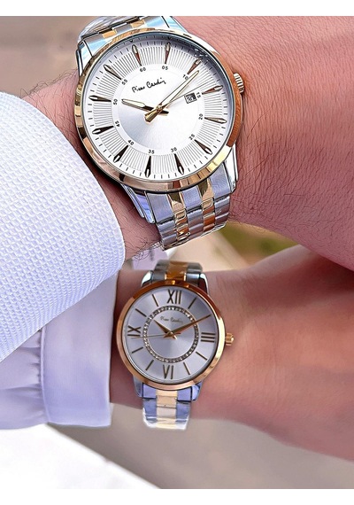 Pierre Cardin Bay Ve Bayan Çiftlere Özel Çelik Kordon Çift Kol Saati 30 Mt Su Gecirmez Cf.pr80002.m2 Gümüş - Sarı
