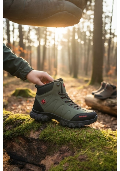 Enoch Erkek Haki Waterproof Kürklü Outdoor Trekking Ve Doğa Yürüyüş Botu Haki
