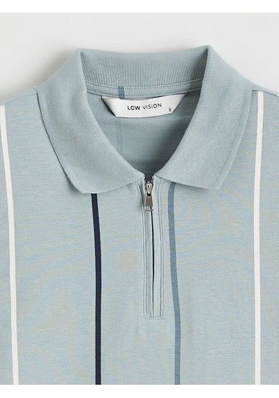 Lc Waikiki Yeşil Polo Yaka Çizgili Pike Erkek Tişört