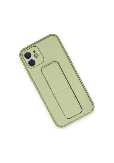 Gld-spt- Newface Apple Uyumlu iPhone 12 Kılıf Coco Deri Standlı Kapak - Su Yeşili