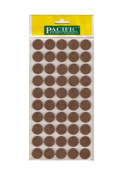 Cateksss Pacific Yuvarlak Yapışkanlı Sandalye Koltuk Mobilya Ayak Keçesi Felt 15 Mm Kahve - 6 Lı Paket Kahverengi