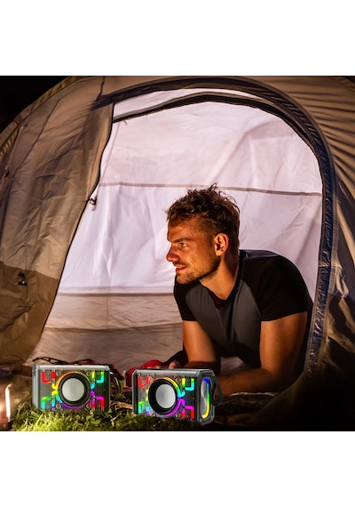 Lenyes S843 Rgb Led Işıklı Taşınabilir Tws Bluetooth Hoparlör V5.3 20w Siyah