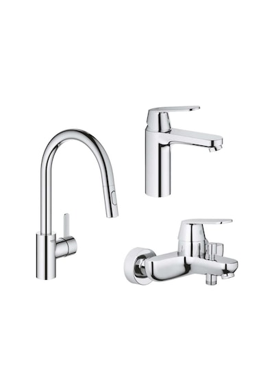 Grohe Eurocosmo Batarya Seti, Eviye Bataryası 31481001 Lavabo Bataryası 23327000 Banyo Bataryası 32831000 Krom