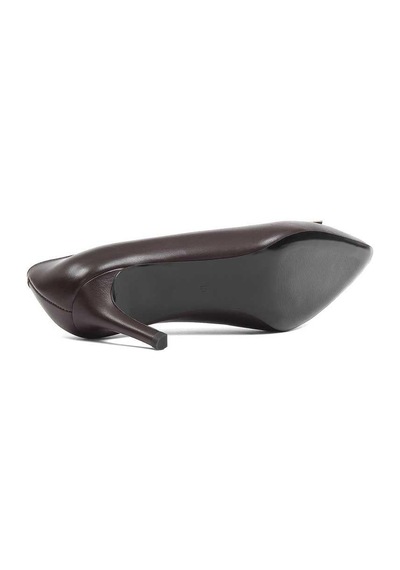 Kadın Kahverengi Tokalı İnce Topuklu Deri Klasik Ayakkabı