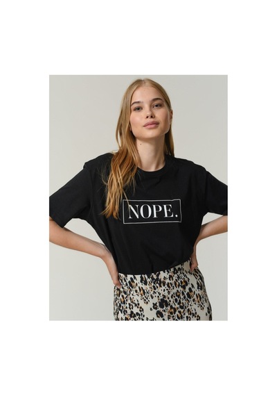 Blackjack Giyim Kadın Siyah Nope Baskı Tshirt Siyah