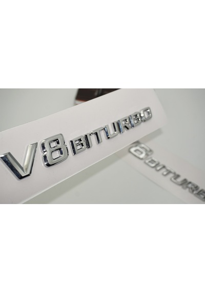 Dk Tuning Benz V8 Biturbo Çamurluk Yanı Logo Amblem 2 Li Set 01-gümüş
