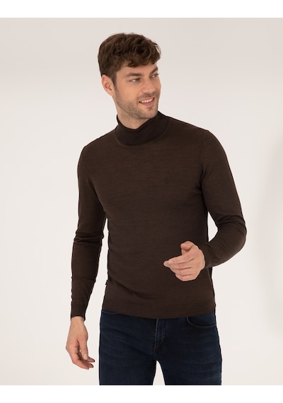 Pierre Cardin Erkek Kahverengi Triko Kazak 50257302-vr029 Kahverengi