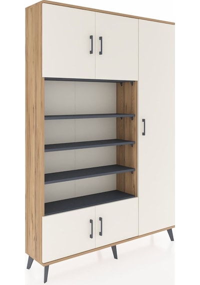 Arges Dolap 11 Raflı 5 Kapaklı 132x30x195 Çam-aytaşı/antrasit Çam