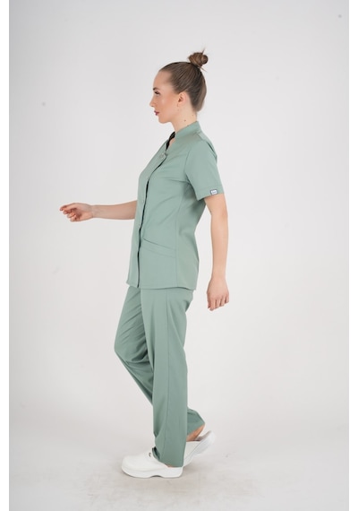 Aylu Model Soft Likra Çağla Yeşili Doktor Hemşire Hastane Scrubs Üniforma Takımı Çağla Yeşili