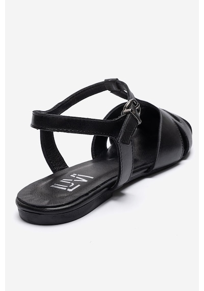 Luvishoes Nathalıe Siyah Cilt Hakiki Deri Kadın Sandalet