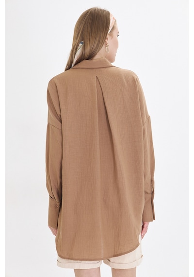 Armonika Kadın Açık Kahve Oversize Dokulu Keten Görünümlü Geniş Manşetli Gömlek Arm-24k001001 Açık Kahverengi Armonika Kadın Açık Kahve Oversize Dokulu Keten Görünümlü Geniş Manşetli Gömlek Arm-24k001001 Açık Kahverengi