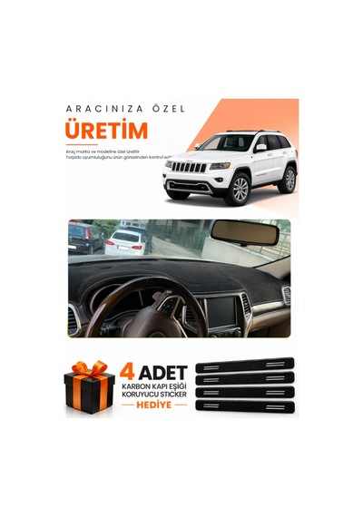 Jeep Grand Cherokee 2014-2020 Uyumlu Torpido Koruma Örtüsü Oto Kılıfı - Siyah