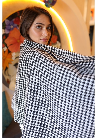 Kazayağı Desenli Atkı Omuz Şalı 70x180 CM 1220 Siyah