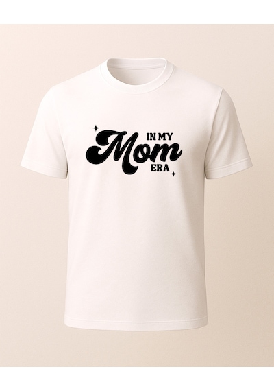 In My Mom Era. Baskılı Anne T-shirtü Beyaz