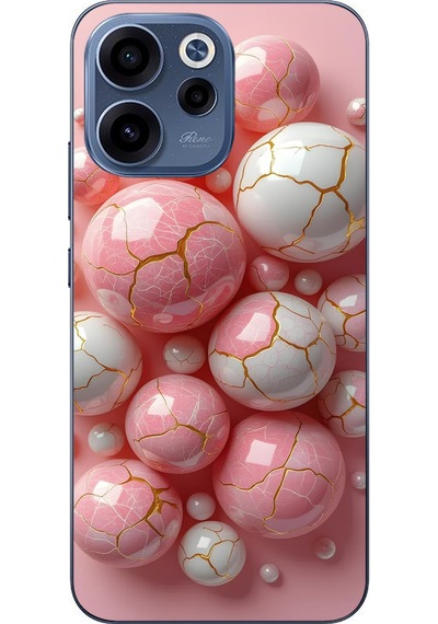 Oppo Reno 15f Uyumlu Pembe Beyaz Kırık Toplar Baskılı Silikon Kılıf Renkli