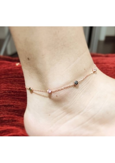 Oriental Kuyumculuk Jewellery Kadın Rose Taşlı Gümüş Halhal Rose