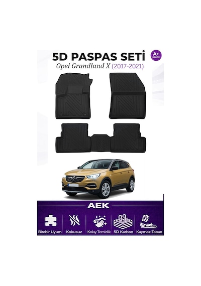 Opel Grandland 2017+ Araca Özel Havuzlu "karbon" Paspas Takımı
