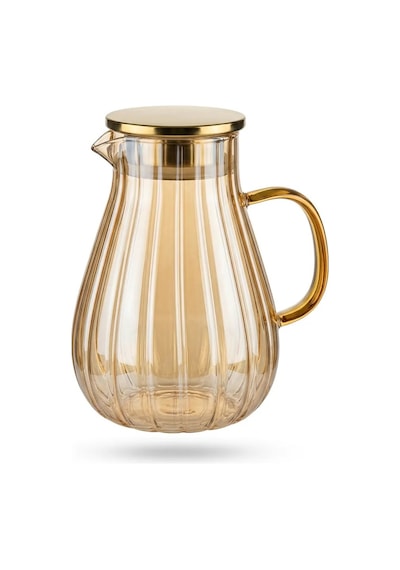 Modern Borosilikat Dilimli Cam Sürahi 1800 Ml Çay, Meyve Detoksu Ve Soğuk İçecekler İçin