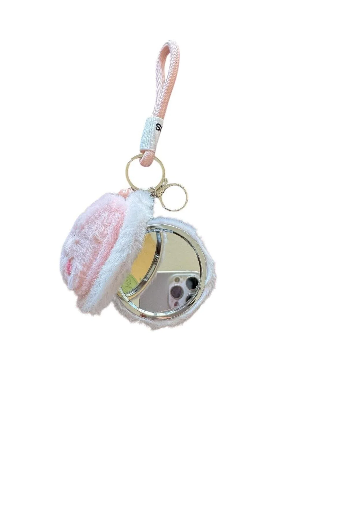 Peluş Tavşan Karakter Anahtarlık Ayna Detaylı Pembe
