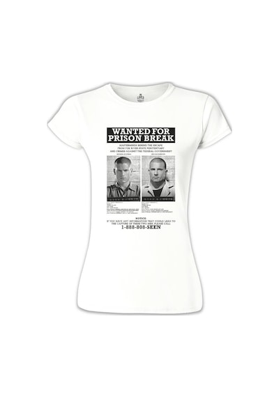 Prison Break - Wanted For Beyaz Kadın Tshirt 001