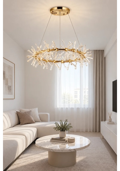Modern Premium Gold Sarkıt Avize Dekoratif Halka Tasarım Lüks Salon Avize 28xg4