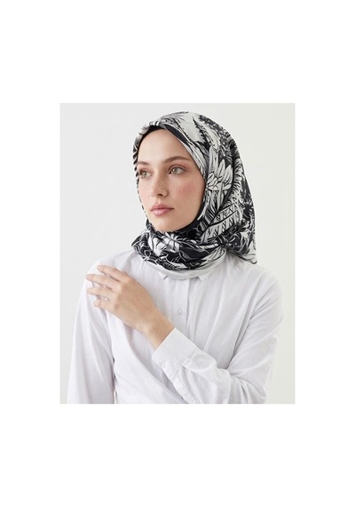 Bushu Noira Twill Eşarp - Çizgi Çiçek Desenli Çok Renkli 51601623