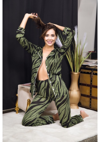 Bebekokusu Rahat Ve Şık Kadın Pijama - Yeşil Yeşil