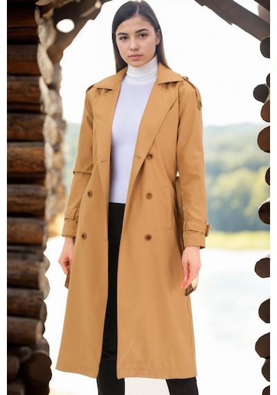 Z6737 Dewberry Bayan Trençkot-koyu Camel Koyu Camel